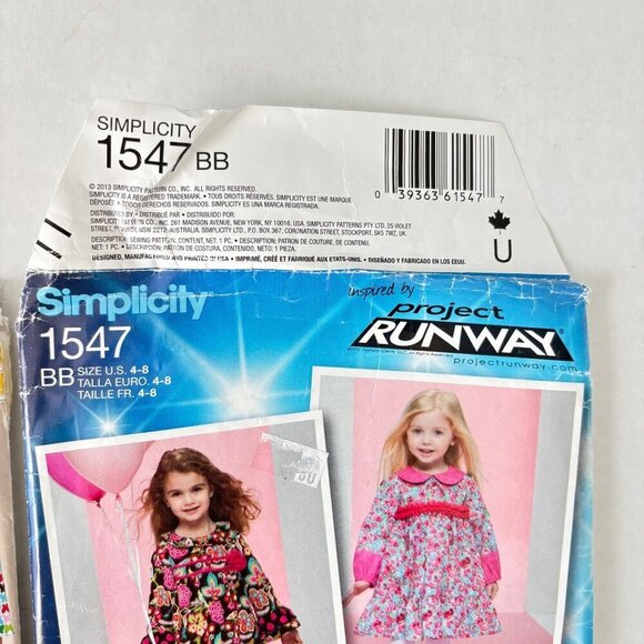 Simplicity Girl Sewing Patterns Lot 2 Size 4 6 8 Dress Leggings‎ Top Doll New - Picture 5 of 8